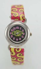 Groovy Girl, Kid's Leather Stainless Steel Water Resistant Quartz Battery Watch