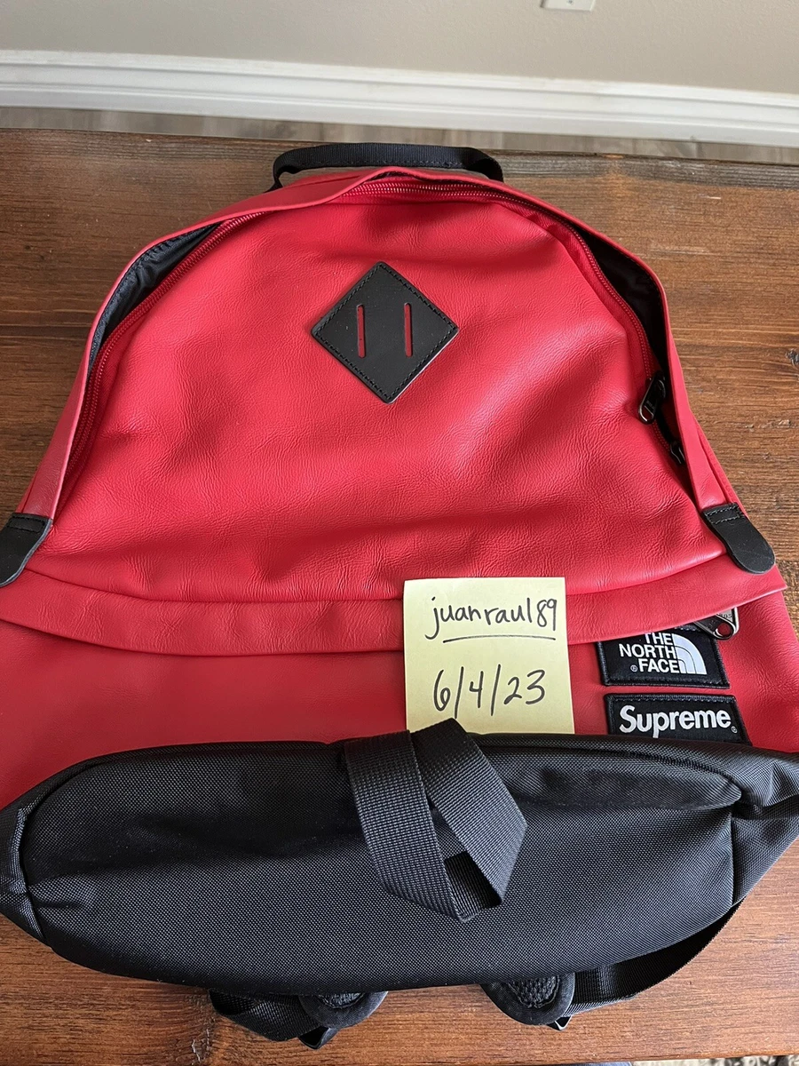 Red supreme leather backpack best sale