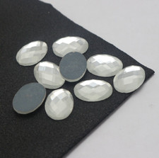 50 Clear Faceted Oval Flatback Glass Crystal Rhinestone Gems 13X18mm No Hole
