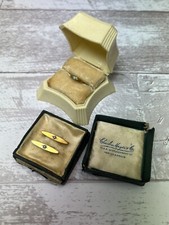 Antique Edwardian 1910s 14k Gold Turquoise Diaper Pin  Baby Ring Set 585