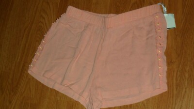 *MINE MINI SHORTS SIZE M JUNIOR SALMON EMBROIDERED FLOWERS LIGHTWEIGHT NWT