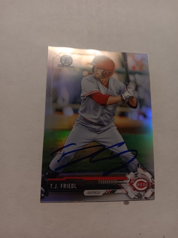 TJ FRIEDL SIGNED AUTOGRAPHED MLB BOWMAN BBALL CARD CINCINNATI REDS