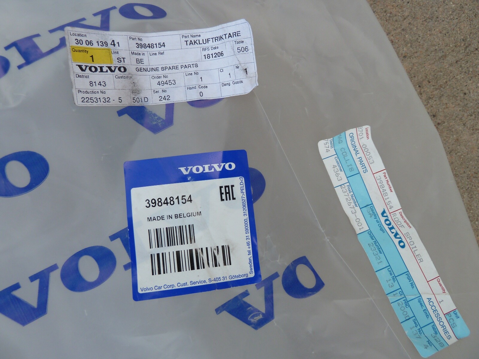 2019-2020 Volvo XC40 OEM Rear Lift Gate Top Spoiler Assembly | Belgium