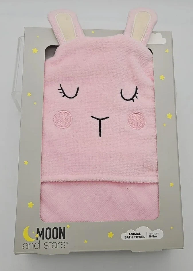 Hooded Infant Baby Bath Towel Pink Bunny 100% Cotton Soft Absorbent Age 0-9m