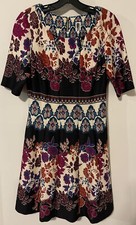 Julian Taylor Womens Size 8 Black Floral Short Sleeved Flowy Dress! M1010