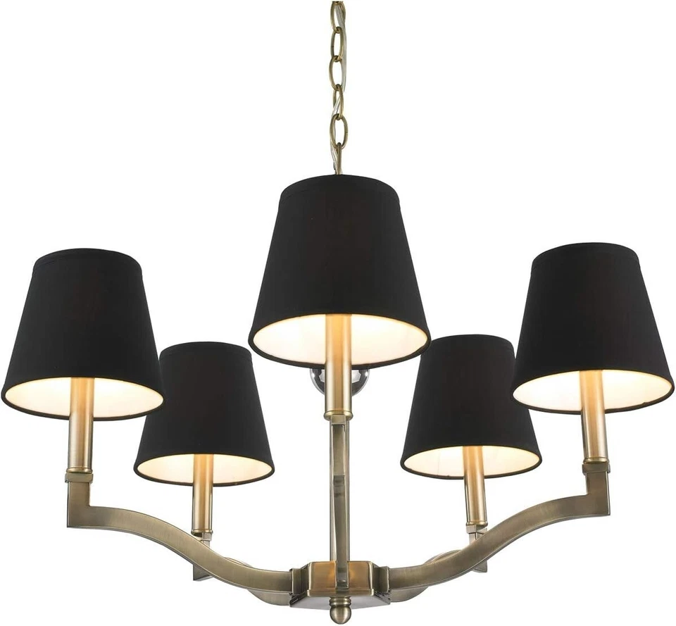 Golden Lighting Waverly Chandelier, Antique Brass w/ Groom Shade - 3500-5AB-GRM - Imagem 4 de 4