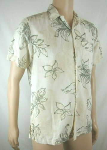 Panama Jack Ivory Hawaiian Short Sleeve Button Up Shirt Men's Sz Small Rayon Bld - Picture 8 of 12