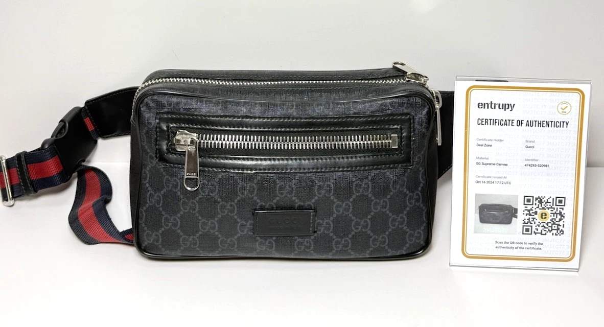 GUCCI GG Supreme Ceinture Taille Body Bag Fanny Pack 474293 Toile Noir Cross Body