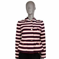 57801 auth VALENTINO blue red white Striped wool Blazer Jacket 40 S