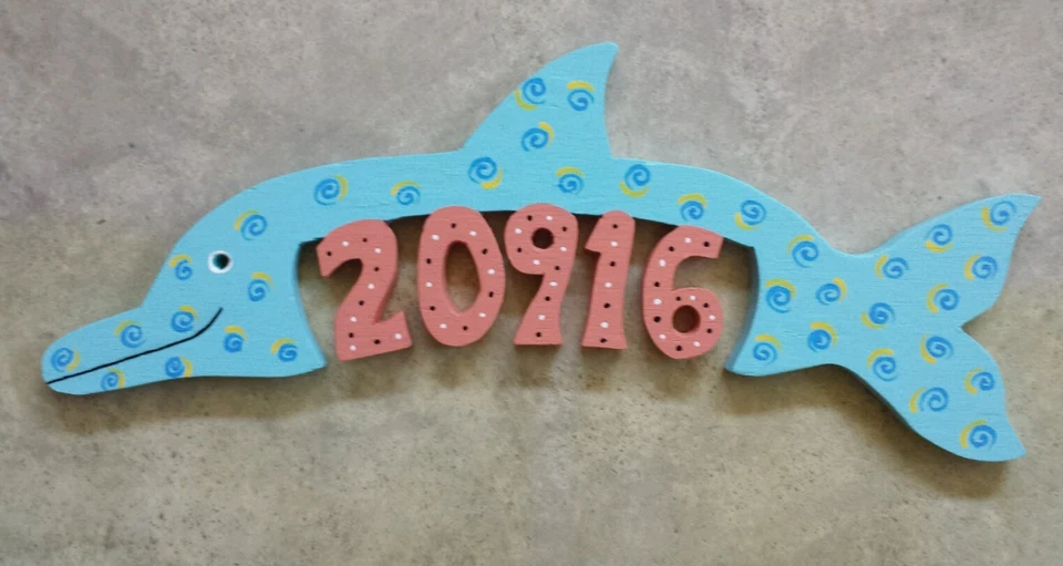 Custom WOODEN DOLPHIN  HOUSE NUMBER Address Sign HAND MADE Painted Carved Wood - Image 2 of 4