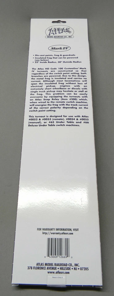 ATLAS 288 HO SCALE CODE 100 CURVED RIGHT HAND TURNOUT track switch ATL288 NEW - Image 3 of 4
