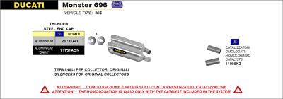 SILENCER THUNDER APPROVED E5+E9 ALUMINUM BLACK ARROW DUCATI MONSTER 796 10-14