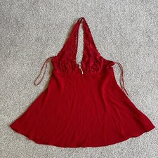 Seductive Wear By Cinema Etoile Night Gown Chemise Red Lace Halter Slip Dress M