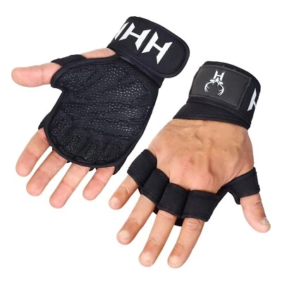 HHH Guantes de gimnasio levantamiento de pesas gimnasio gel guantes acolchados correa muñeca culturismo