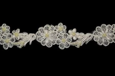 Unotrim 2" Ivory Bridal Corded Embroidered Pearl Beaded DIY sewing Lace Trim