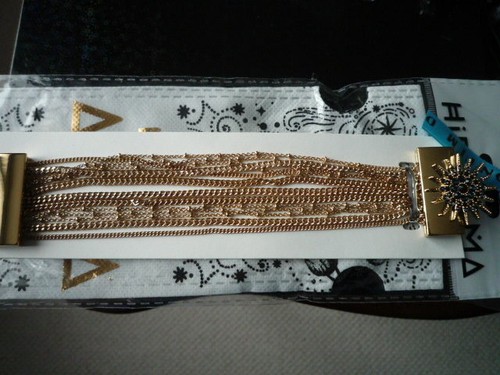 SUPERBE BRACELET "HIPANEMA" COSMOS NAVY/DORE/NEUF/POCHON GRIFFE/ETIQUETTE