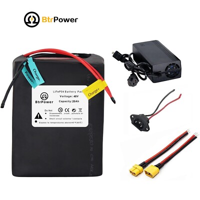 48V 20Ah E b/ike Lithium LiFePO4 Battery Pack for 1000W Sc/ooter Motor 30A BMS