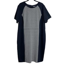 Vince Camuto Polka Dot Panel Short Sleeve Sheath Dress Women's Sz 20W