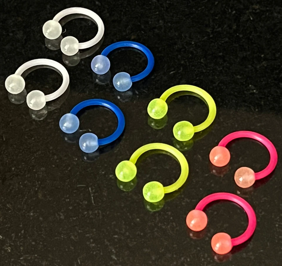 ПАРА Светящихся в Темноте Гибких Круглых Штанг Перегородка Бровь Соски Трагус Кольцо - Изображение 2 из 4