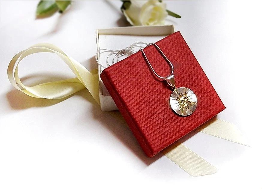 Sonne Anhänger Silber 925 Sonne Collier Kette 42-45 cm echt Sterlingsilber sd232 - Bild 4 von 4