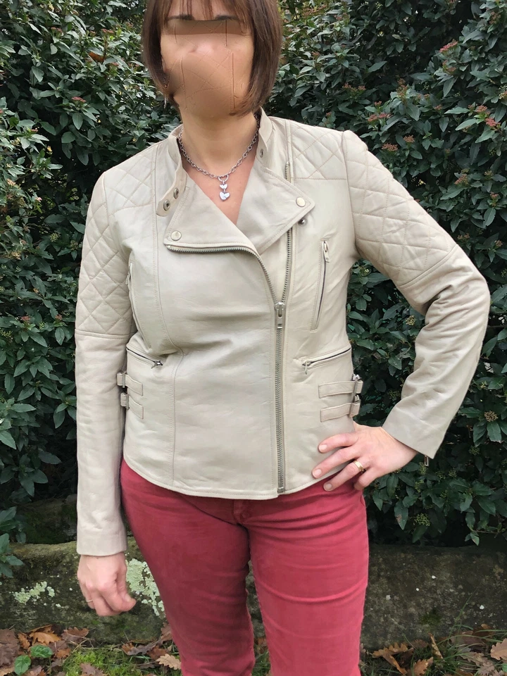 blouson perfecto matelassé cuir COMPTOIR DES COTONNIERS taille XL NEUF #420€ - Photo 2/4