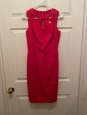 Eliza J Women's Cut Out Neck Sheath Mini Sleeveles Pink Dress Size 2