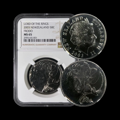 NEW ZEALAND. 2003, 50 Cents - NGC MS65 - Top Pop 🥇 Lord of the Rings, Frodo