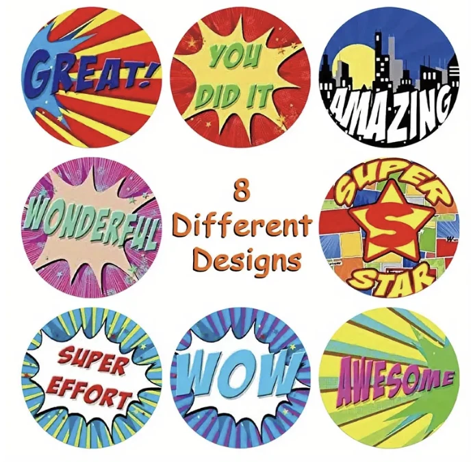 Positive Reward Merit Stickers 2.5cm 50/100pc Teacher Kids Classroom Award Party