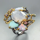 Handmade 10 ct+ Natural Moonstone Ring 925 Sterling Silver Size 8 /R465022