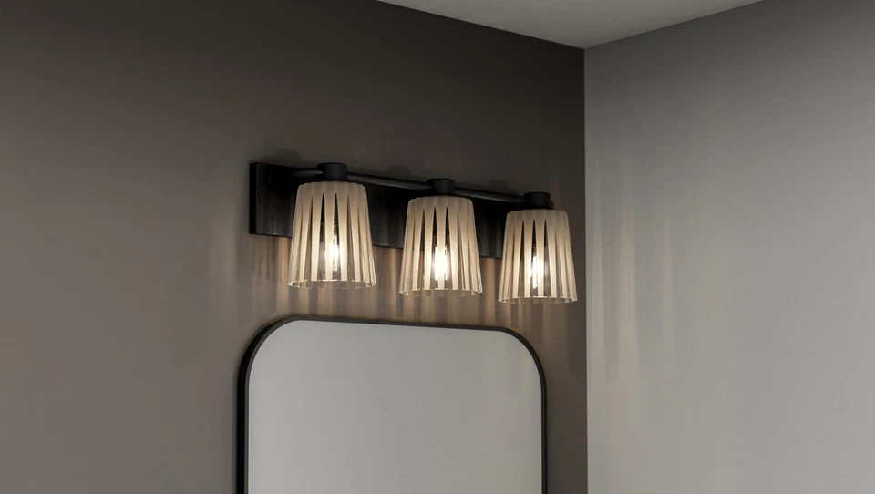 Luz de tocador Quoizel RAY8624 gris 3 luces 24" W - negra Foto 2 de 4