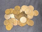 1923 S  LINCOLN CENT ROLL  (50) COINS. AVERAGE CIRCULATED. SEMI KEY