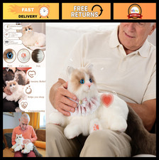 Interactive Companion Robot Cat - Stuffed Animal with Scarf, Voice Response, Hea