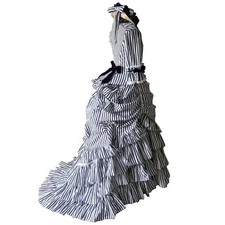 1870s Gothic Vintage Rococo Bustle Dress Medieval Victorian Gown Masquerade 