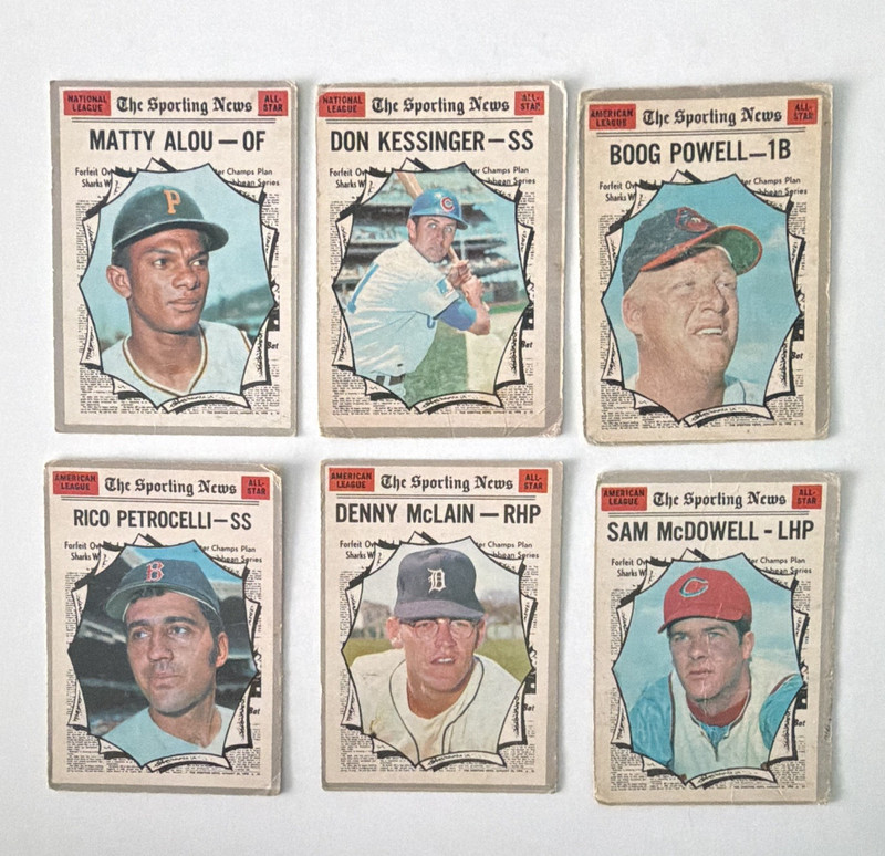 Topps 1969 The Sporting News All-Star Baseball 6-Card Lot Alou Kessinger