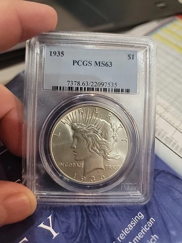 1935 PEACE SILVER DOLLAR PCGS MS63
