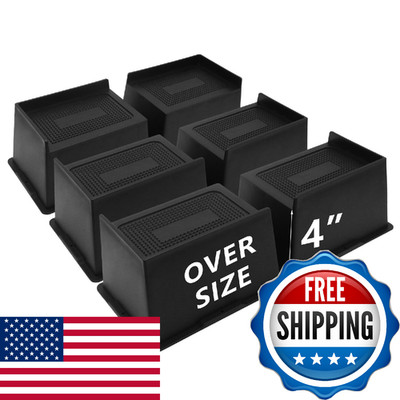 HANIHUA 6 Pack Bed Risers 4 inch Heavy Duty, Oversized Furniture Risers, Extra W