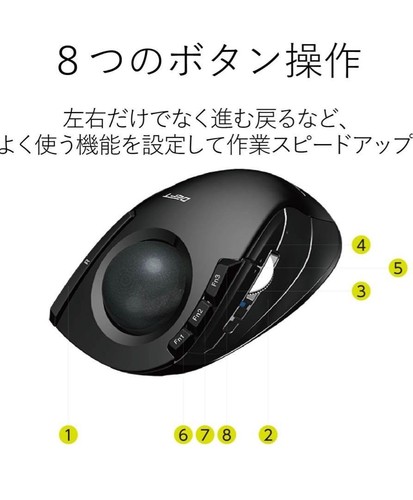 ELECOM M-DT2DRBK Trackball wireless 8 button Mouse Black Japan New - 第 8/9 張圖片