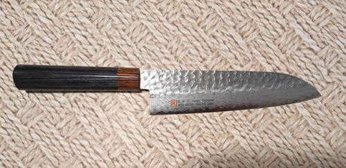 Japanese SETO ISEYA Hammered Damascus VG10 Santoku Kitchen Knife 180mm Japan
