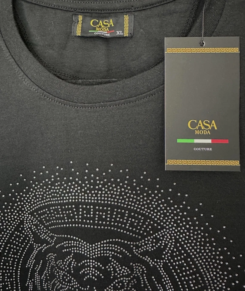 Casa Moda Rhinestone Tiger Head Men’s T- Black/ Sizle XL - Image 2 of 4