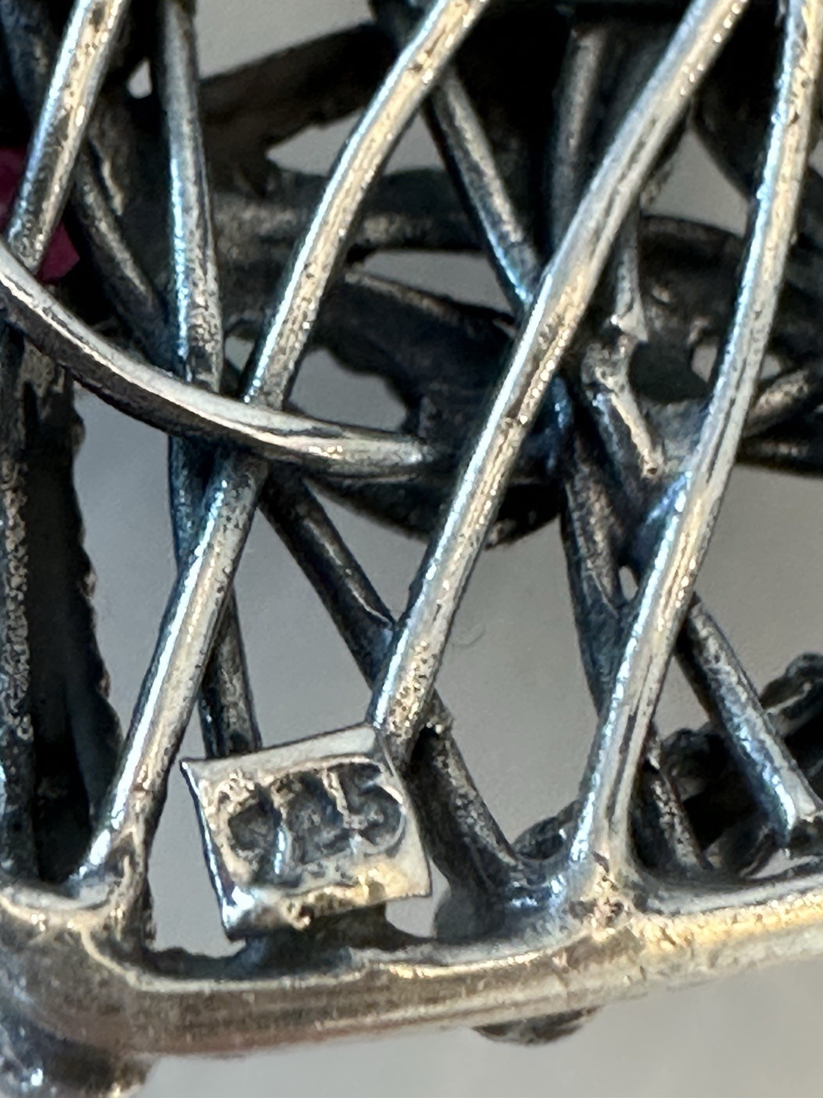 925 STEERLING 30 GR SILVER DRAGONFLY RUBY MARCASI… - image 3