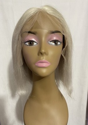 12 Inch Silver Gray Bob Wig 100% Human Hair 13x4x1 T-Part Lace Front Blunt Cut
