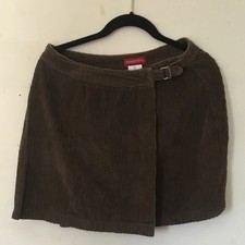 Vintage Palmettos Brown wrap corduroy mini skirt 90s