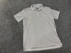 Onward Reserve Mens Polo Shirt Medium Gray White Striped Bear Logo Preppy