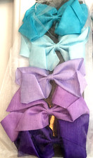 Hair Bows Girls 5 Pack Solid Shades Purple-Teal Gross Grain 5" Clip Style 3 NEW