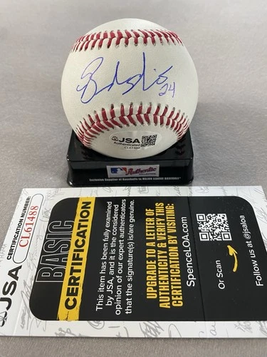 TEXAS RANGERS- BRANDON NIMMO AUTOGRAPH ROLB BASEBALL- JSA CL61488