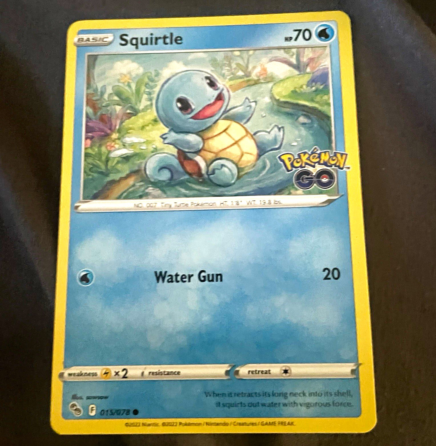 Pokemon Squirtle 015/078 Pokemon GO Regular Common 2022 TCG 70 HP Water Gun