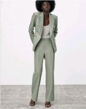 Tuta pantalone pelle Zara nuova con etichetta due pezzi verde salvia, taglia large 