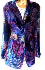 DREAMKEEPER Velvet Devore Jacket L/LX Fits 18 UK Embellished Purples, Blues gold