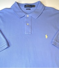 Polo Ralph Lauren Short Sleeve Polo Shirt Men  s Size XL/TG Blue W/ Yellow Pony