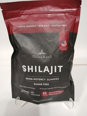 Thrive X Well Shilajit Resin Potency Gummies 60 Gummies Natural Raspberry Waterm